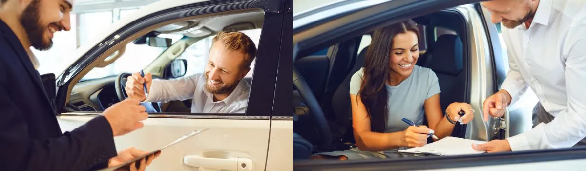 Dos personas comprando un coche