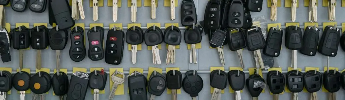llaves de coche colgadas de ganchos