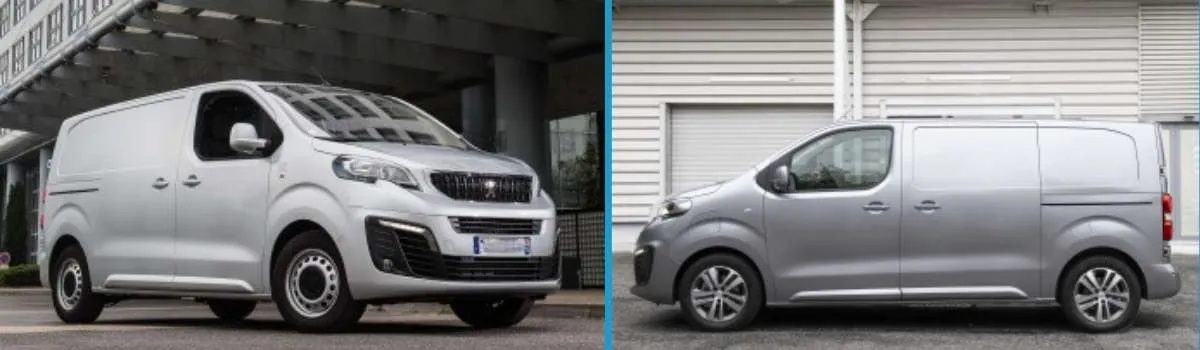 Dos furgonetas Peugeot Expert grises aparcadas
