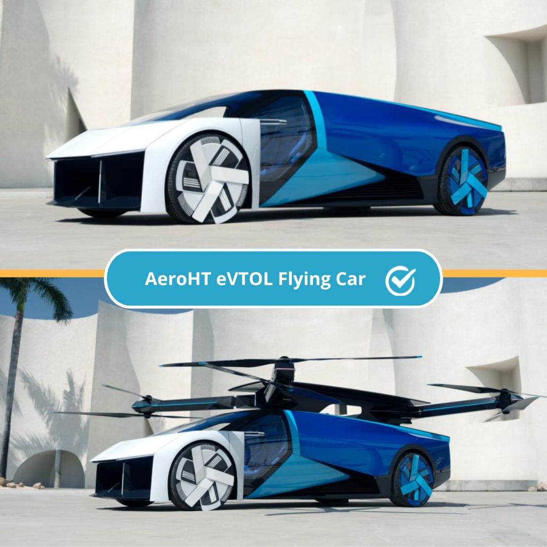 Proceso de apertura de hélices AeroHT eVTOL Flying Car