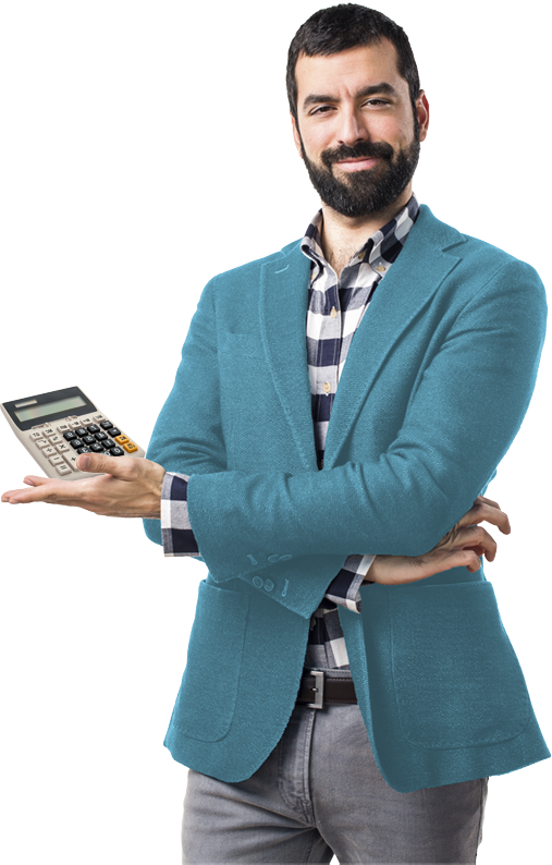 Hombre con calculadora idoneo